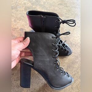 Serra Black Lace-Up High Heel Boots